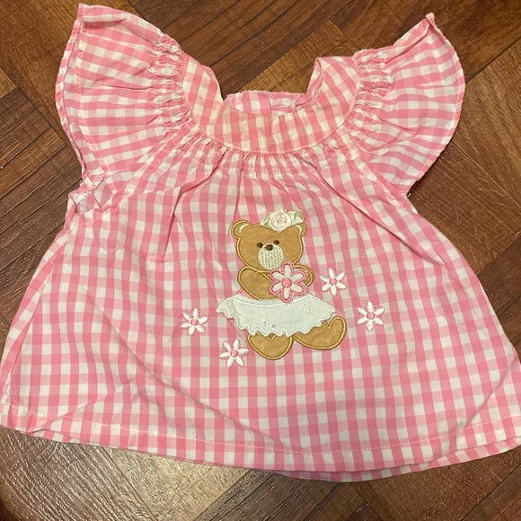 12 M PINK SHIRT W CUTE BEAR - Picture 1 of 2